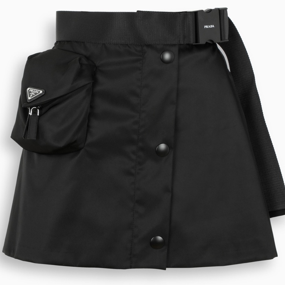 Prada Black Gabardine Re-Nylon skirt with pocket